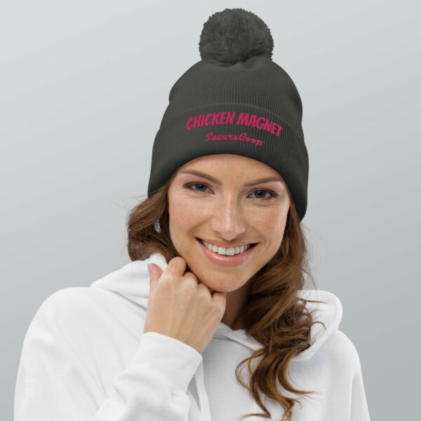 Chicken Magnet Pink Lettering Pom Pom Beanie - Image 5