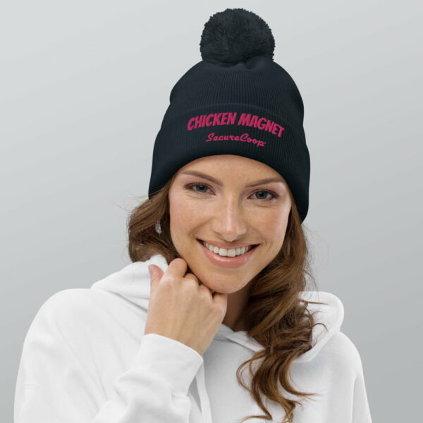 Chicken Magnet Pink Lettering Pom Pom Beanie - Image 4