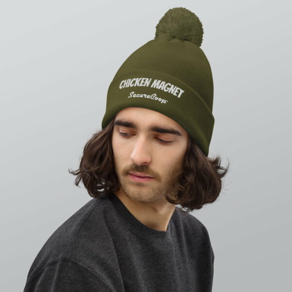 Chicken Magnet White Lettering Pom Pom Beanie - Image 5