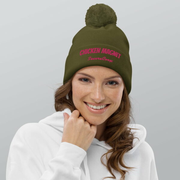 Chicken Magnet Pink Lettering Pom Pom Beanie - Image 6